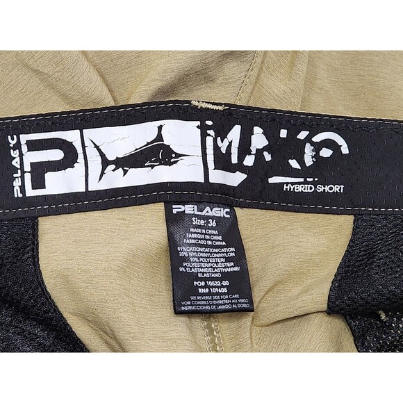 Pelagic Mako Hybrid Shorts Mens 36 Tan Fishing Performance Stretch Quick Dry 10" - Picture 3 of 7